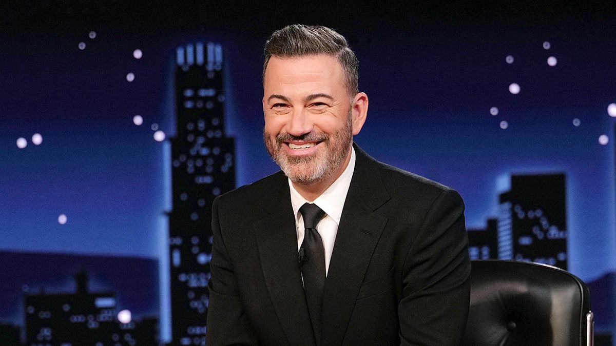 Jimmy Kimmel hosts late-night talk show during studio taping.