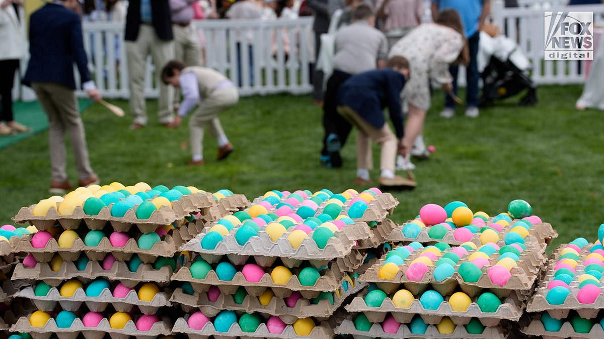 First Lady Melania Trump and President Donald Trump host the White House Easter egg roll event for children